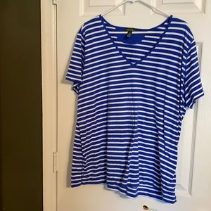 LRL Lauren Jeans Co. T Shirt V Nexk Striped Shirt